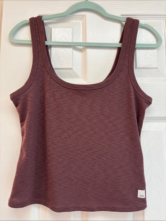 Vuori Tops - Vuori Ribbed Scoop Tank Top - Burgundy